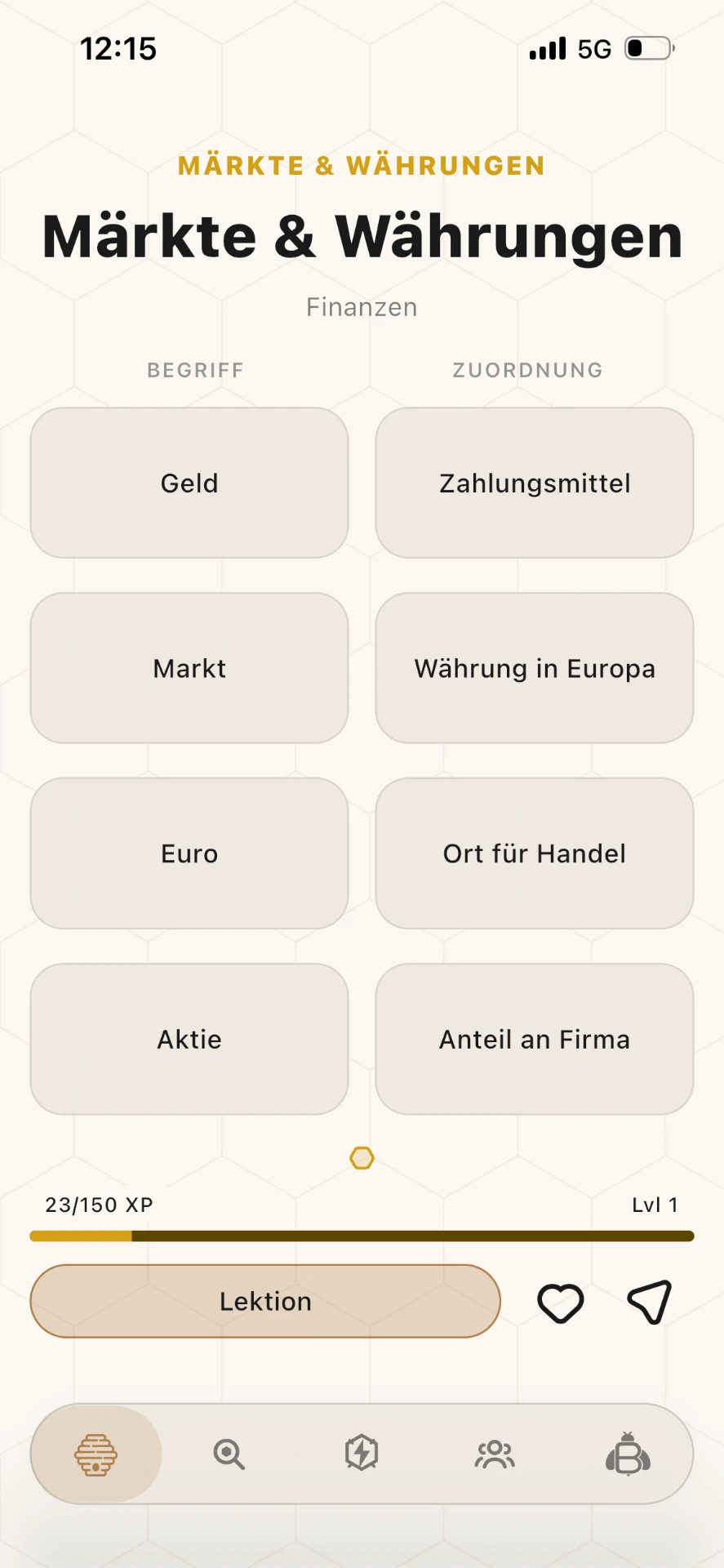 Begriffe verbinden im hellen App-Modus